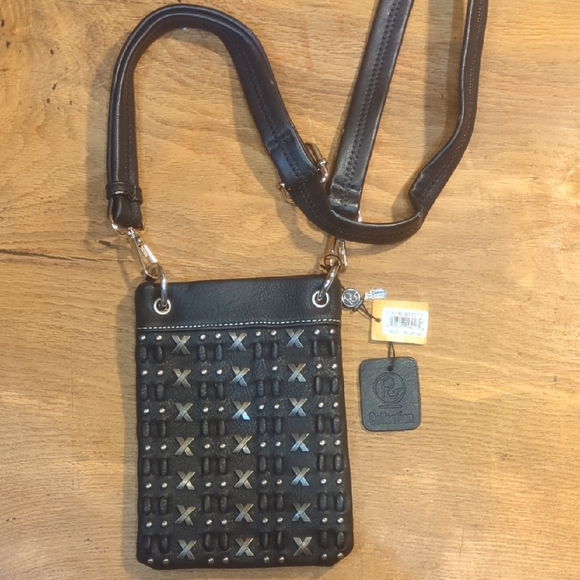 Collection B Black and Blue Patterned Crossbody Bag - Picture 1 of 7